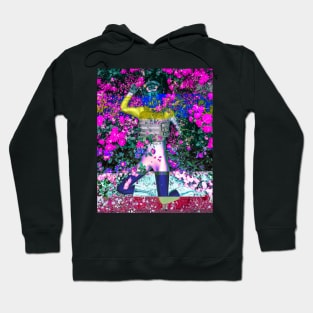 Astronaut Cyborg Lying in a Field Cyberpunk Glitch Art Hoodie